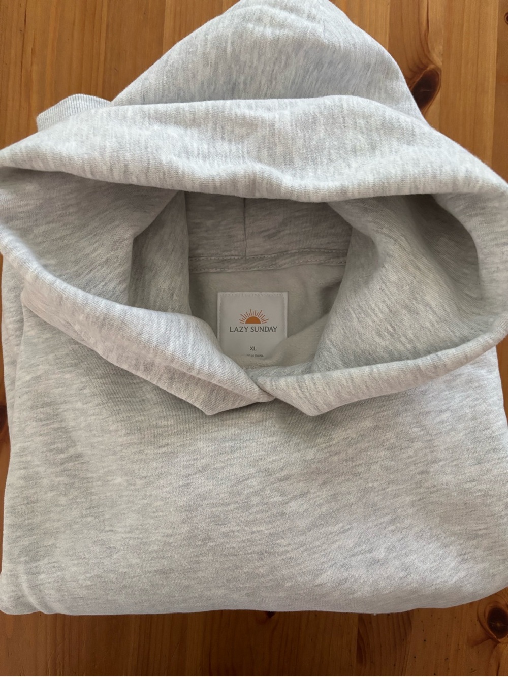 Lazy Sunday Light Gray Hoodie Pullover Pockets Size XL